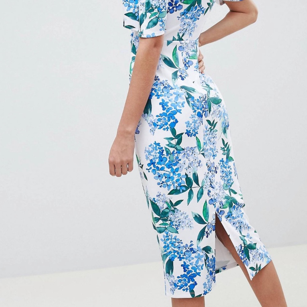 ASOS one shoulder floral midi dress